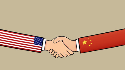 Agreement between American and China politics Illustrations with country flags. 