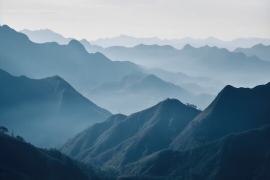 layers of mountains - minimalistic foggy view