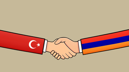 Agreement between Turkey and Armenia politics Illustrations with country flags. 