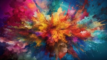 Naklejka na ściany i meble Vibrant Watercolor Explosion - Abstract Background Wallpaper in 8K created with generative ai technology