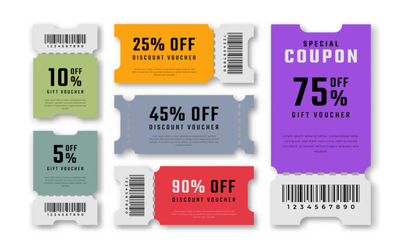 Gift Coupon Discount Voucher for Promo Code, Shopping, Marketing and Best Promo Retail Pricing Vector Illustration