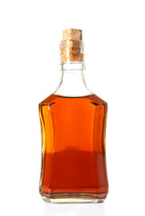 Bottle of rum on white background