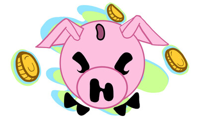 Ahorros Ilustración png,puerquito rosa.