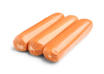 Tasty sausages isolated on white background