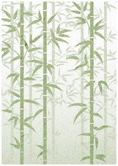 和紙水彩風竹林の背景タテ
