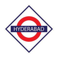 Hyderabad junction railways name board isolated on white	