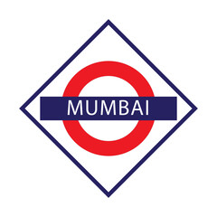 Mumbai junction railways name board isolated on white	