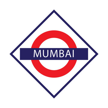 Mumbai junction railways name board isolated on white	