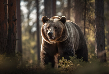 Fototapeta na wymiar Grizzly Bear . AI generated Illustration.