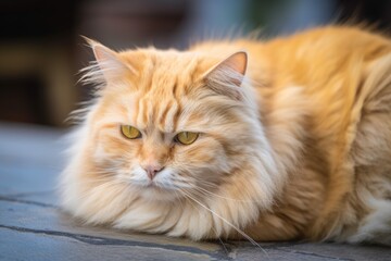 Yellow cat with fur. Generative AI