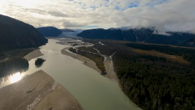 Alaskan Natural Beauty Sunny Reflection on Taku River Glacier