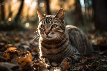 lovely cat playing in the park. Generative AI