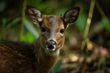 An endangered species of deer native to Southeast Asia is the juvenile Eld's deer (Panolia eldii), also referred to as the brow antlered deer. Sanctuary for Animals in Huai Kha Khaeng. world renowned