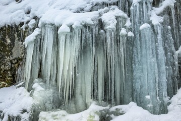 Frozen Alpine waterfall