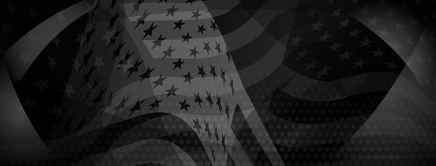USA independence day abstract background with elements of the american flag in black abd gray colors