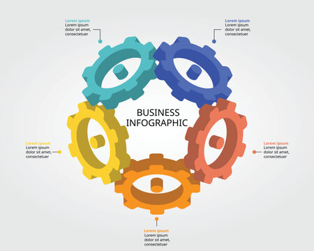 cog element for system template for infographic for presentation for 5 element