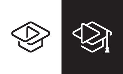 graduate and play logo design. online education symbol vector illustration.