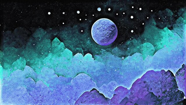 Paper Moon color-changing trippy vj seamless looping animation weird surreal dreamscape abstracts for music visualizers, acid flashback montages, strange and glitchy effects that hypnotize and inspire
