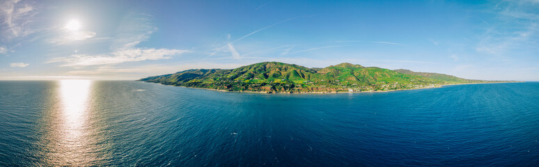 Beautiful summer day at the Paradise Cove, Malibu, California. Malibu coast, Pacific Ocean in CA,...