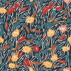 Seamless Abstract Floral Vector Pattern Unique Artistic Design Element