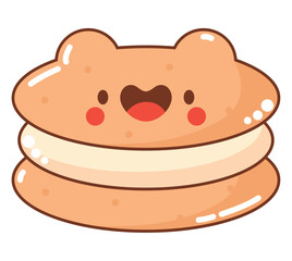 kawaii smiling cookie ice cream