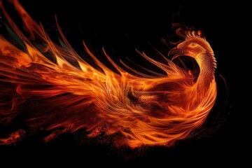Fire abstraction of the Phoenix bird. Generative AI
