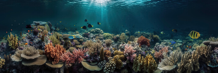 Fototapeta na wymiar a beautiful photography of a majestic coral reef in the ocean