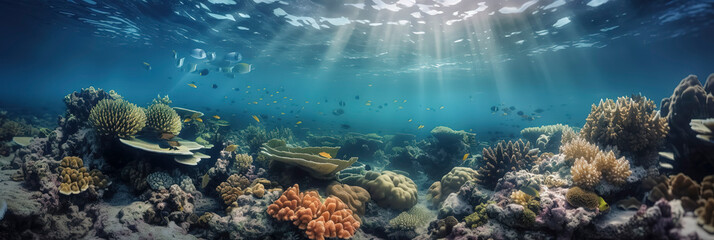 Obraz premium a beautiful photography of a majestic coral reef in the ocean