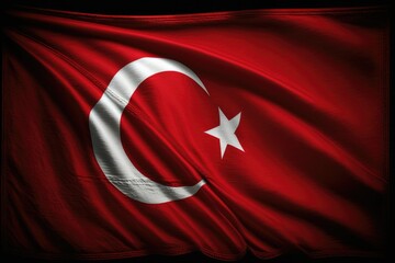 turkish flag on black background. Generative ai.