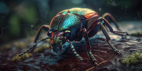 amazing macro photography of a beetle, close up