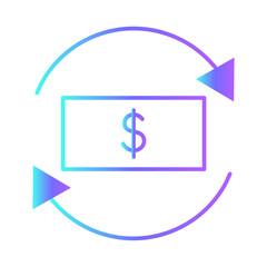 money finance icon with purple blue outline style. icon, business, finance, sign, symbol, vector, line. Vector illustration