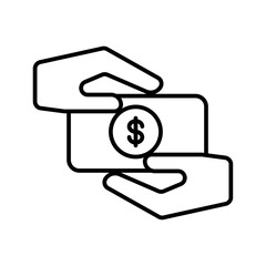 transaction finance icon with black outline style. money, atm, icon, finance, vector, business, card. Vector illustration