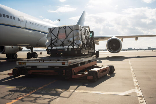 Loading cargo plane on a plane. Generative ai.