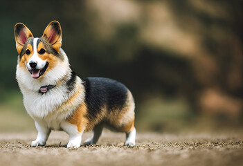 Welsh Corgi is standing on the sidewalk, Queen of England's favorite dog, generative AI
