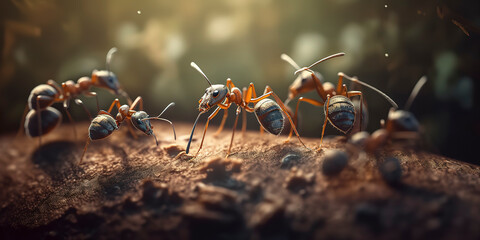 amazing macro photography of a group of ants, close up