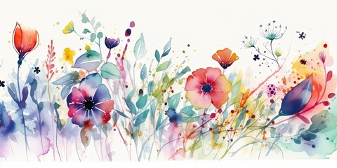 Fototapeta na wymiar Watercolor Floral background Generative Art