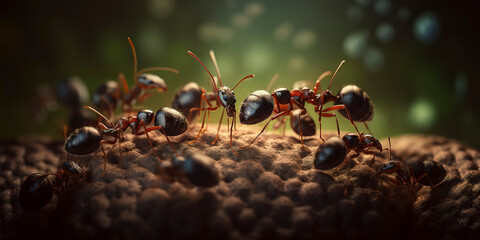 amazing macro photography of a group of ants, close up