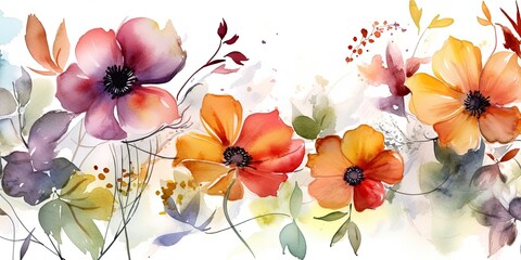 watercolor floral background generative AI Art