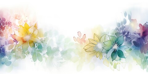 Naklejka na ściany i meble Watercolor colorful flowers creating a border with space for Copy - Generative AI Art