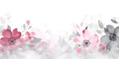 Watercolor cherry blossoms creating a background with space for Copy  - Generative AI Art