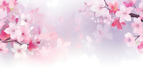 Watercolor cherry blossoms creating a background with space for Copy  - Generative AI Art