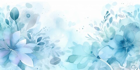 Watercolor blue floral background Generative Art