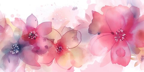 Naklejka na ściany i meble Watercolor pink floral background Generative Art