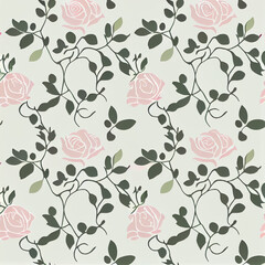 Simple seamless delicate rose themed pattern, Generative AI