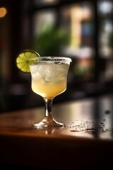 A refreshing margarita with lime. Generative AI. 