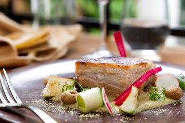 Pork gourmet dish horizontal