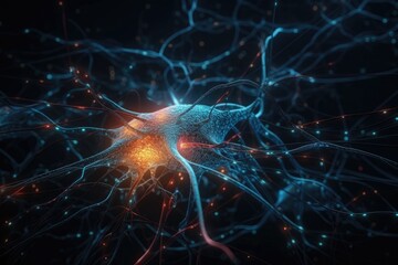 digital rendering of a human brain with anatomical labels. Generative AI