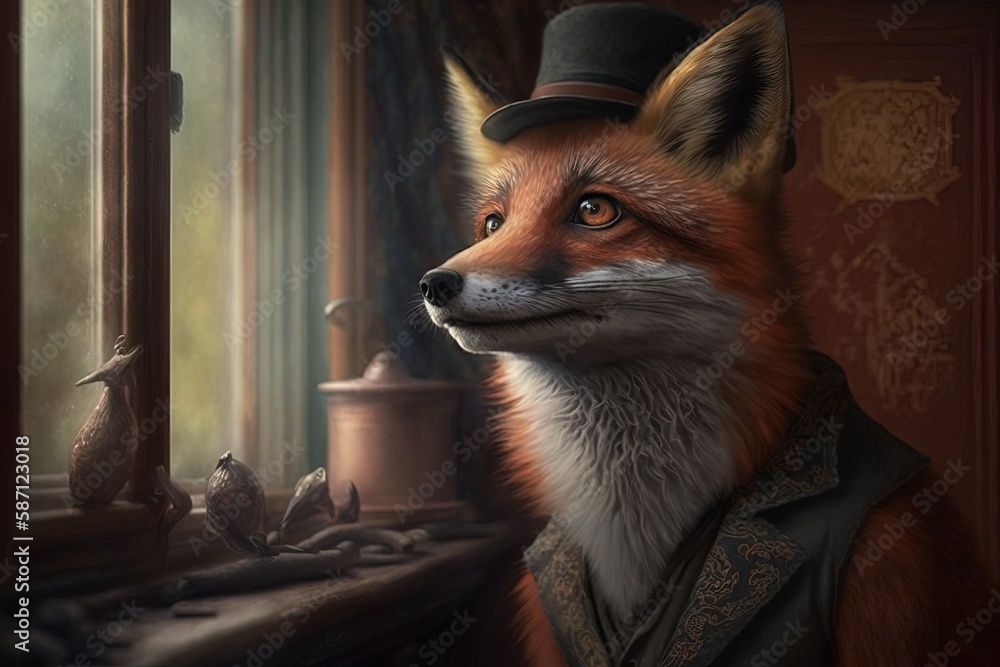 Poster a clever little fox from days gone by generative ai