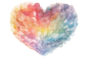 Valentine's rainbow bohemian artwork. Pastel bohemian rainbow with heart isolated on white. Baby shower, birthday card, children's room decorating. Generative AI