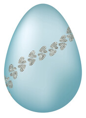 Blue Easter Egg with Glitter Pattern